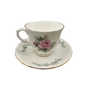 Vintage Crown Staffordshire Rose Cup and Vine Saucer - Fine Bone China Tea Party